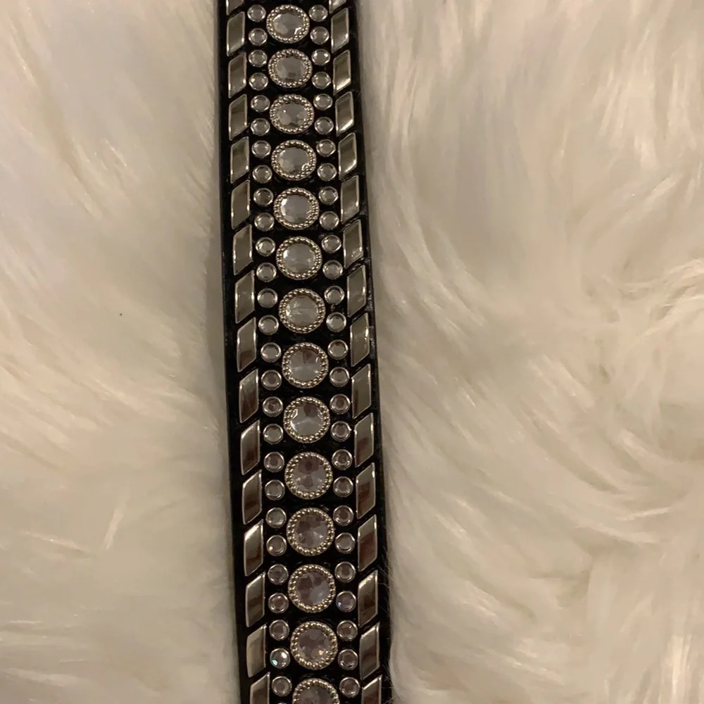 Stunning Black Leather Studded Rhinestone Belt.​​​​​​​​​​​​​​​​​​​​​​